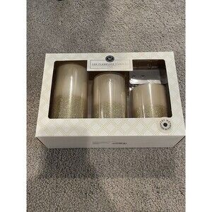 Modern Expressions Led Flameless Gold‎ Candles Set Of 3